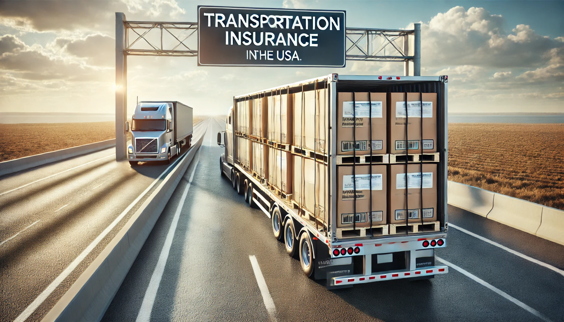 Secure cargo loaded onto a transport truck, illustrating transportation insurance in the USA to protect against risks during transit.