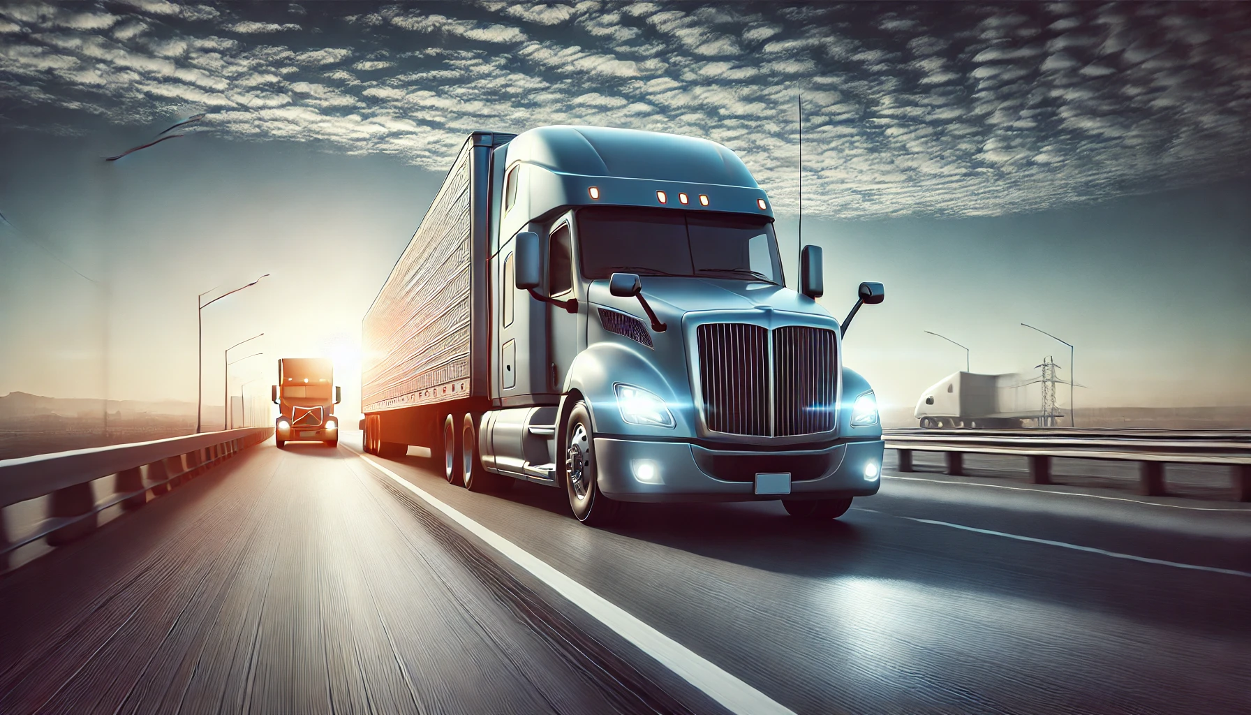 A semi-truck on the road, representing the importance of insurance coverage for trucking businesses.