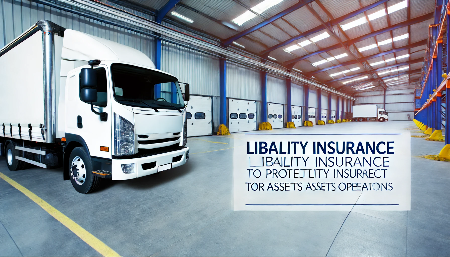 A commercial truck parked in a depot, showcasing the need for liability insurance to protect assets and operations.