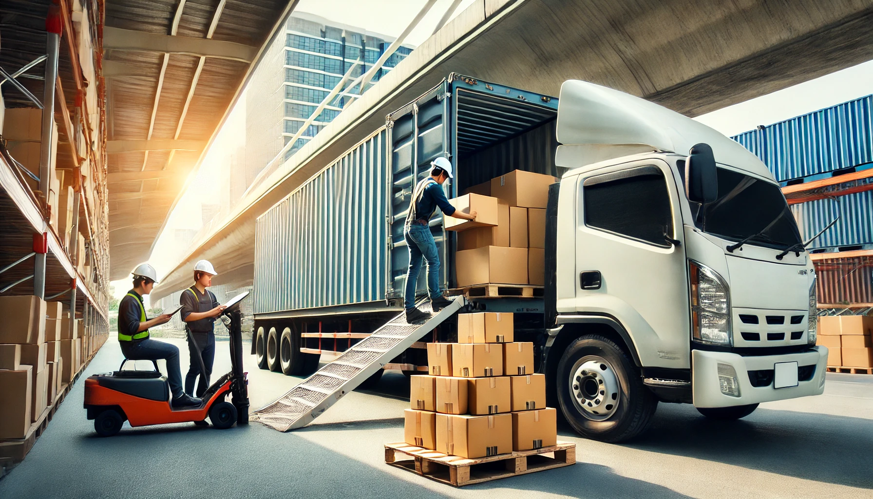 Cargo being loaded onto a transport truck, representing the need for insurance and transport cargo coverage.